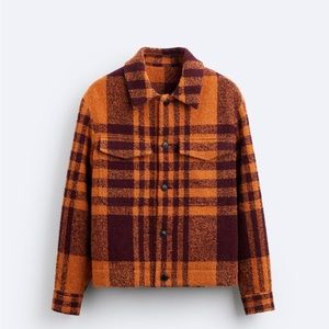 Brand new Zara Plaid orange coat XL